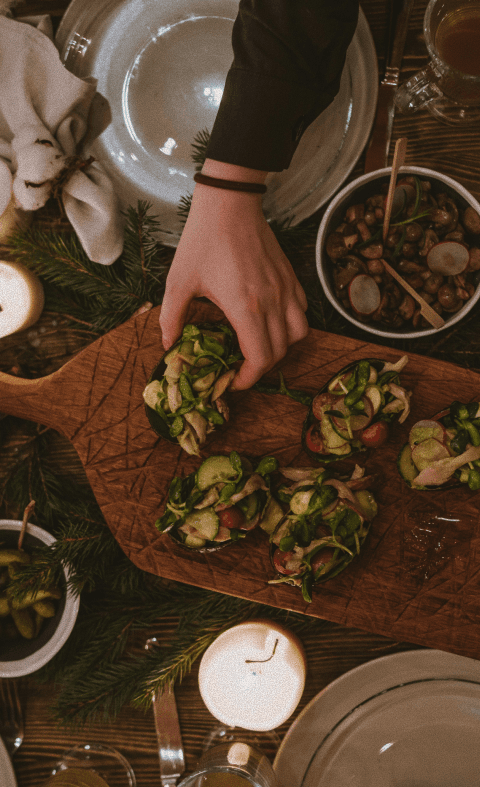 Dining table with food